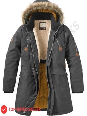 Insulated Hooded Parka Coat Sherpa Lined Winter Warm